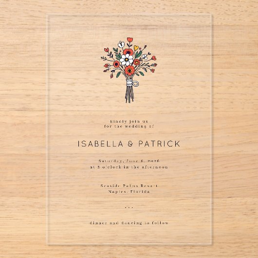 Faire invitation de mariage florale (Recto)