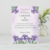 Faire invitation de mariage florale aquarelle Iris (Debout devant)