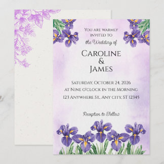 Faire invitation de mariage florale aquarelle Iris