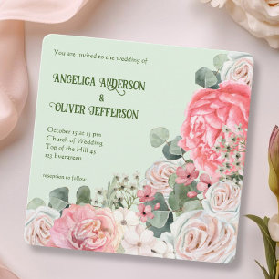 Faire invitation de mariage florale aquarelle past