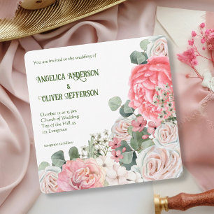 Faire invitation de mariage florale aquarelle past