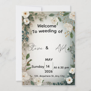 Faire invitation de mariage florale au jasmin blan