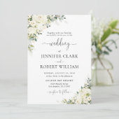 Faire invitation de mariage florale blanche élégan (Debout devant)
