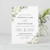 Faire invitation de mariage florale blanche élégan (Debout devant)