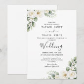 Faire invitation de mariage florale blanche élégan (Devant / Derrière)