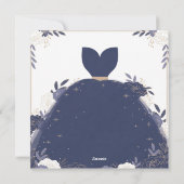 Faire invitation de mariage florale bleu marine (Dos)