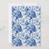 Faire invitation de mariage florale bleue (Dos)