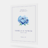Faire invitation de mariage florale bleue (Angle)