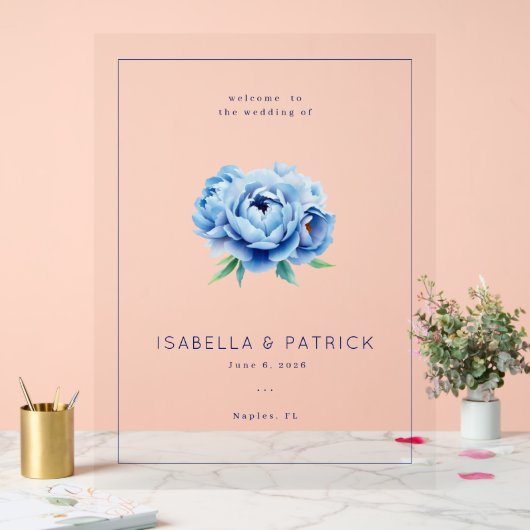 Faire invitation de mariage florale bleue (Mariage)