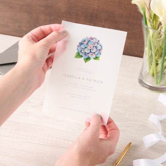 Faire invitation de mariage florale bleue (Ordinateur de poche)