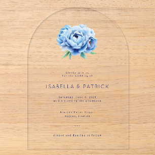 Faire invitation de mariage florale bleue
