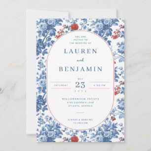 Faire invitation de mariage florale bleue