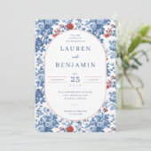 Faire invitation de mariage florale bleue (Debout devant)