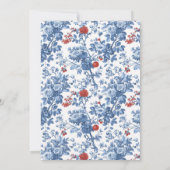 Faire invitation de mariage florale bleue (Dos)