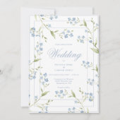 Faire invitation de mariage florale bleue et blanc (Devant)