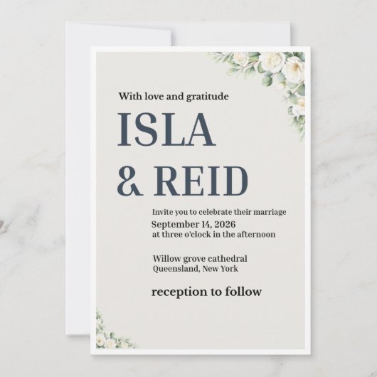 Faire invitation de mariage florale | Classique mi (Devant)