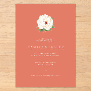 Faire invitation de mariage florale corail élégant