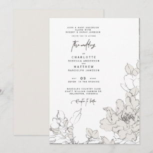 Faire invitation de mariage florale dessinée au cr