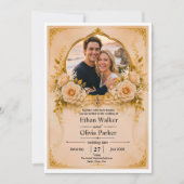 Faire invitation de mariage florale en or (Devant)