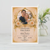 Faire invitation de mariage florale en or (Debout devant)
