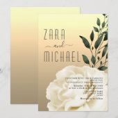 Faire Invitation de Mariage Florale en Or (Devant / Derrière)