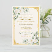 Faire invitation de mariage florale en or (Debout devant)