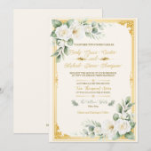 Faire invitation de mariage florale en or (Devant / Derrière)