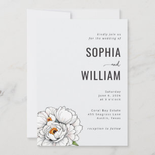 Faire invitation de mariage florale grise élégante