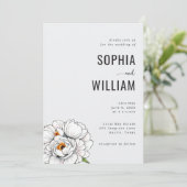 Faire invitation de mariage florale grise élégante (Debout devant)