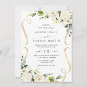 Faire invitation de mariage florale ivoire (Devant)