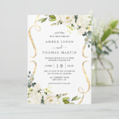 Faire invitation de mariage florale ivoire (Debout devant)