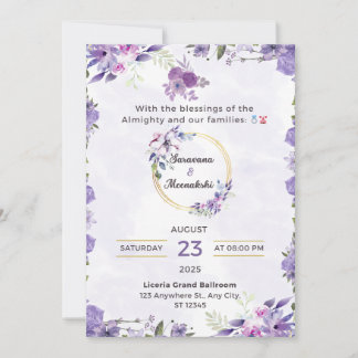 Faire invitation de mariage florale lavande