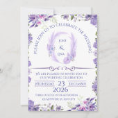 Faire invitation de mariage florale lavande (Devant)