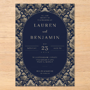 Faire invitation de mariage florale marine élégant