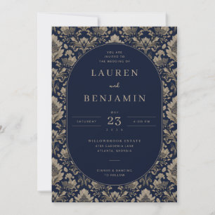 Faire invitation de mariage florale marine élégant