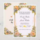 Faire invitation de mariage florale modifiable (Devant / Derrière)