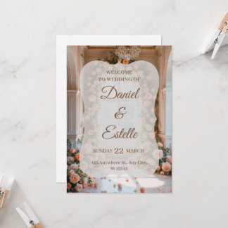 Faire invitation de mariage florale | Modifiable W
