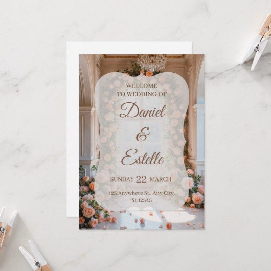 Faire invitation de mariage florale | Modifiable W (Devant/Arrière en situation)