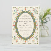 Faire invitation de mariage florale oiseaux folklo (Debout devant)