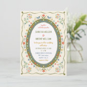 Faire invitation de mariage florale oiseaux folklo (Debout devant)