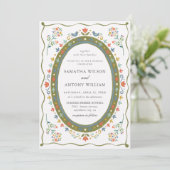 Faire invitation de mariage florale oiseaux folklo (Debout devant)