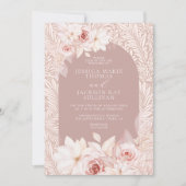 Faire Invitation de Mariage Florale Rose (Devant)