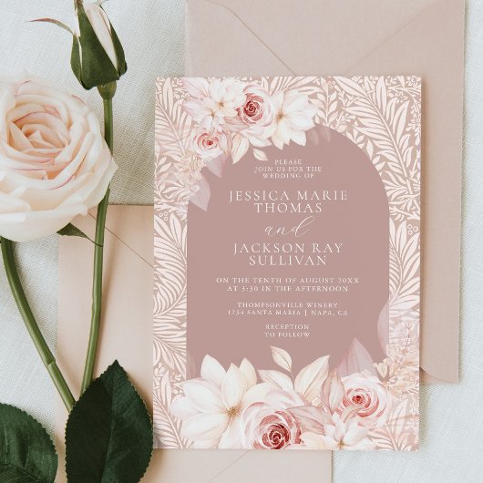 Faire Invitation de Mariage Florale Rose