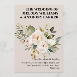 Faire invitation de mariage florale | Rose blanche