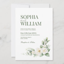 Faire invitation de mariage florale Rose Blanche É
