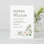 Faire invitation de mariage florale Rose Blanche É (Debout devant)