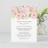 Faire invitation de mariage florale rose blush (Debout devant)