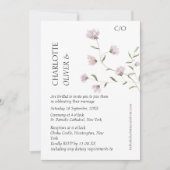 Faire invitation de mariage florale rose minimalis (Devant)