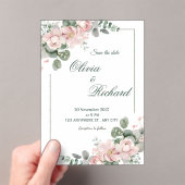 Faire invitation de mariage florale rose pâle (In situ (ordinateur de poche))