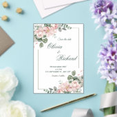 Faire invitation de mariage florale rose pâle (Insitu (Mariage))